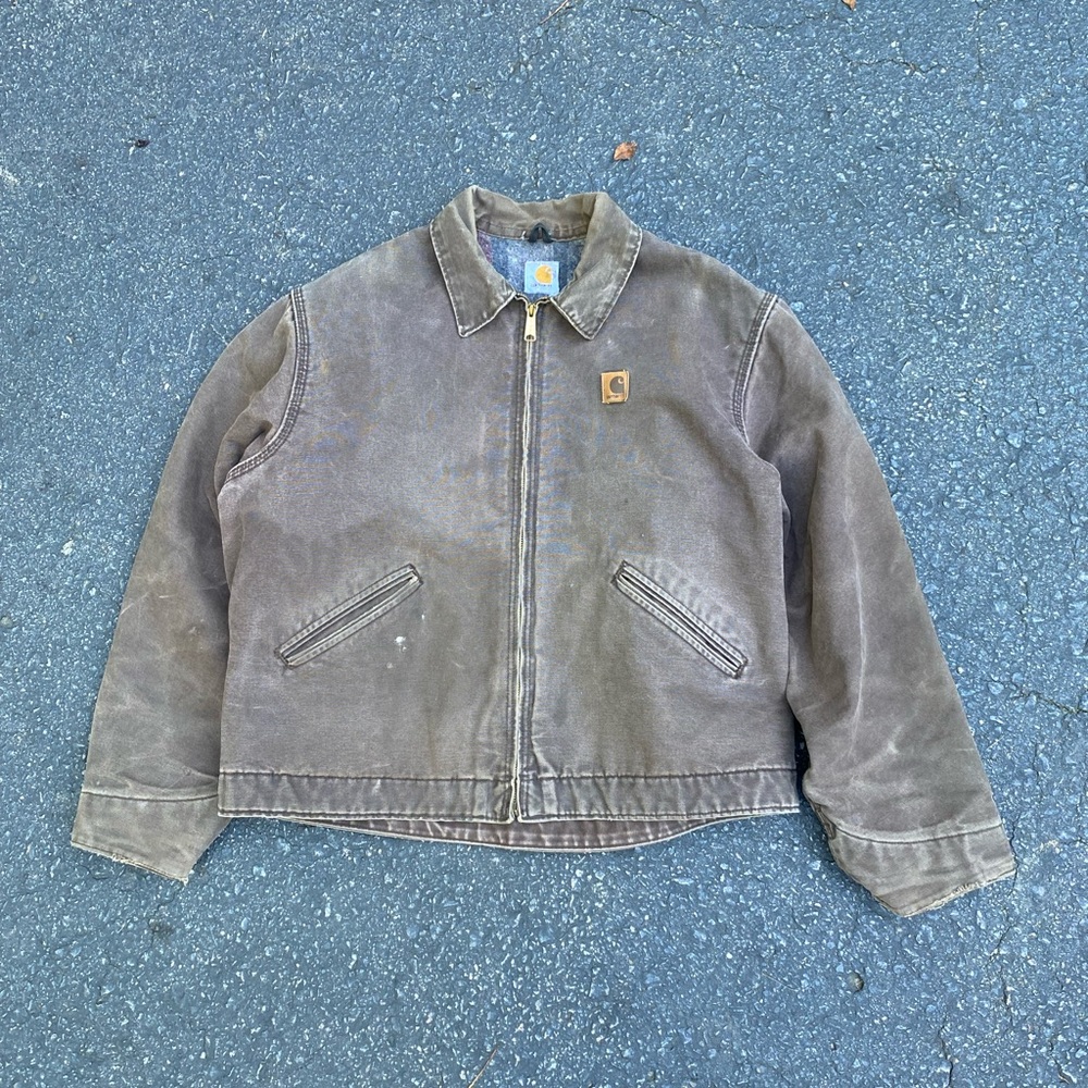 🍫Vintage Chocolate Brown Detroit Jacket Sun faded🍫